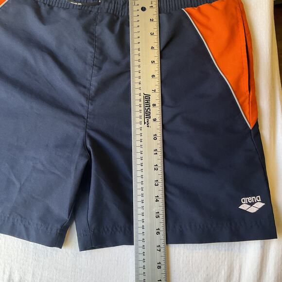 Arena Men Swimwear L Navy Swim Trunks Colorblock Activewear Logo Contrast Trim - Picture 5 of 11